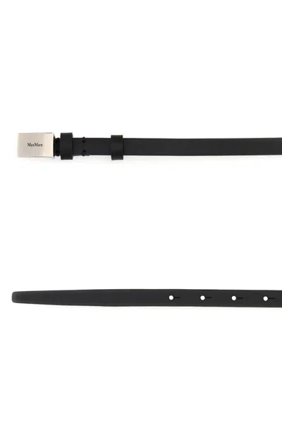 Max Mara Women Black Leather Plate Belt In Black