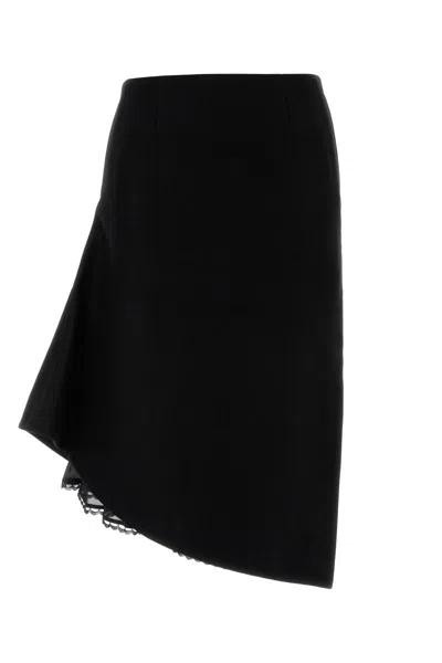 Sacai Wool Asymmetric Skirt In Black