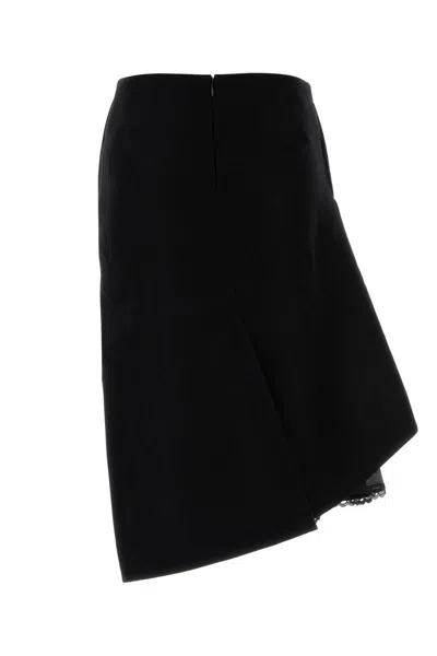 Sacai Wool Asymmetric Skirt In Black