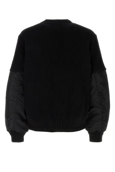 Sacai Gonz Multi Patch Nylon Twill X Knit Sweater In Black