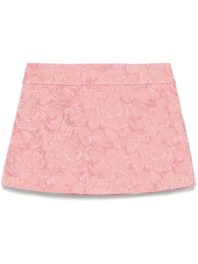 Dolce & Gabbana Embossed Floral High Waist Mini Skirt In Multicolor