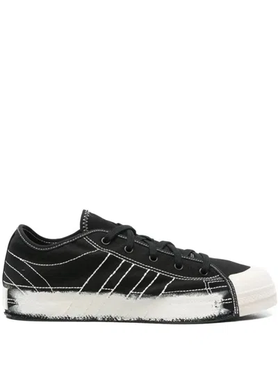 Y-3 Nizza Canvas Low-top Sneakers With Brushstroke Detail In Black