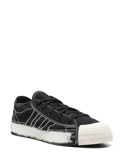 Y-3 Nizza Canvas Low-top Sneakers With Brushstroke Detail In Black