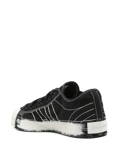 Y-3 Nizza Canvas Low-top Sneakers With Brushstroke Detail In Black