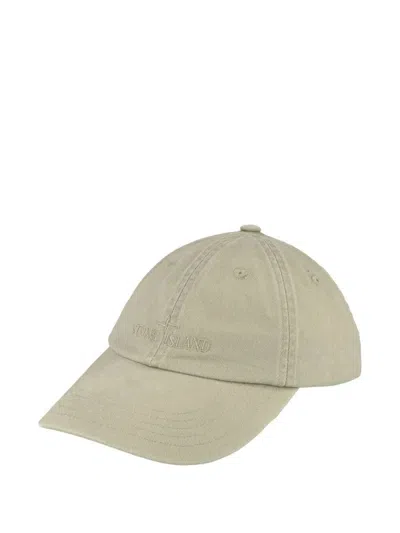 Stone Island Men's Compass Logo Brushed Cotton Baseball Cap In Beige