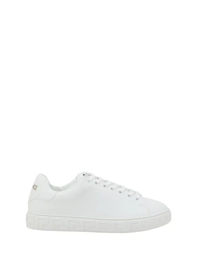 Versace Greca Responsible Faux Leather Sneakers In White