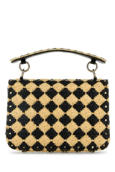Valentino Women's Two-tone Raffia Medium Rockstud Spike Handbag | 6w2b0122qun Color Ex9