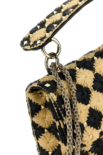 Valentino Women's Two-tone Raffia Medium Rockstud Spike Handbag | 6w2b0122qun Color Ex9