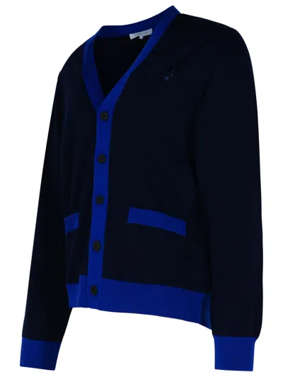 Shop Maison Kitsuné Navy Wool Cardigan