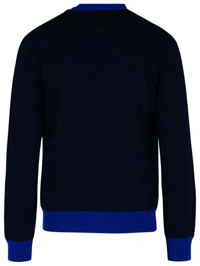 Shop Maison Kitsuné Navy Wool Cardigan