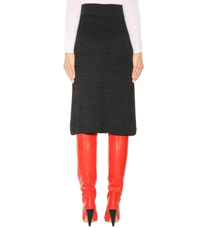 Shop Isabel Marant Calypso Linen And Wool-blend Skirt In Black