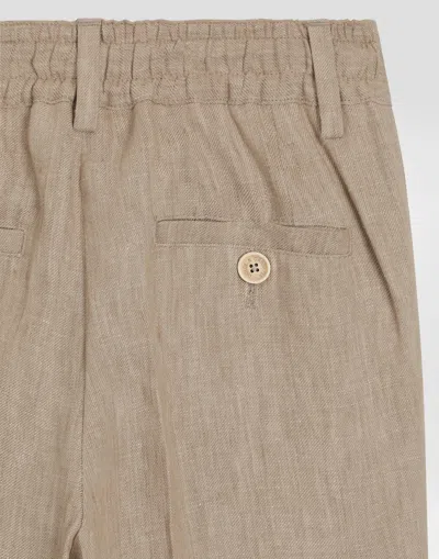 Dolce & Gabbana Twill Pants With Patch In Beige