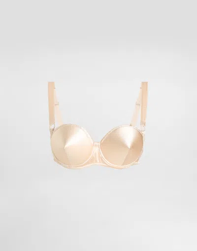 Dolce & Gabbana Satin Balconette Bra In Pale Pink