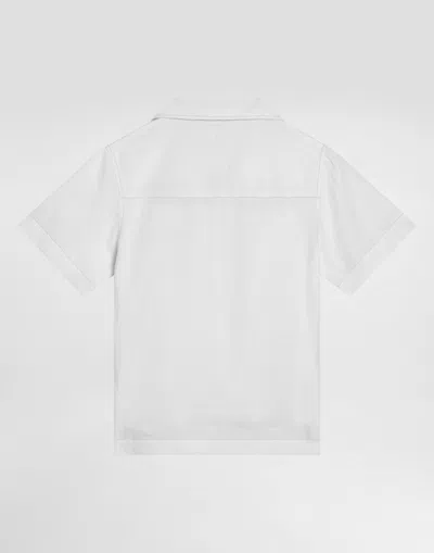 Dolce & Gabbana Non-stretch Linen Shirt With Dolce&gabbana Logo In White