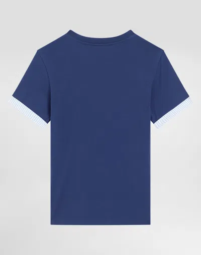 Dolce & Gabbana Jersey T-shirt With Dolce&gabbana Logo In Blue