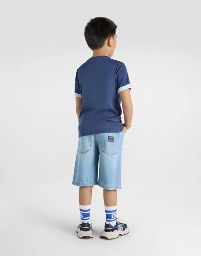 Dolce & Gabbana Jersey T-shirt With Dolce&gabbana Logo In Blue