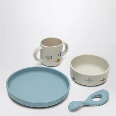 Liewood Vivi Tableware Set Aviator/ecru In Light Blue