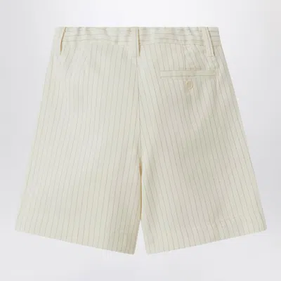 Il Gufo Pinstriped Cotton Bermuda Shorts In White