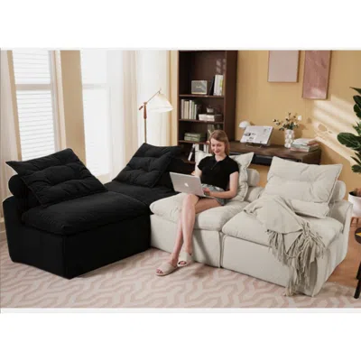 Streamdale Furniture Streamdale Corduroy Modular Sofa 4-seat Pillow-back Sectional