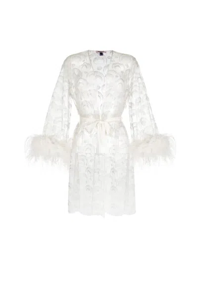 Gilda & Pearl Embroidered Feather-detail Robe