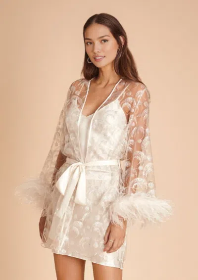 Gilda & Pearl Embroidered Feather-detail Robe