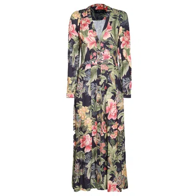 Etro , Printed Twill Shirt Dress, Woman, Navy Blue, Size 50 In Stampa F.do Blu