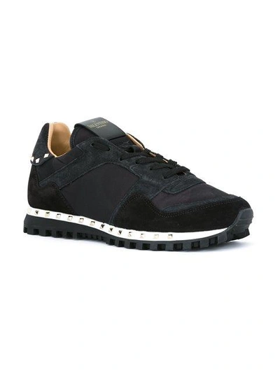 Shop Valentino Panelled Studded Sneakers