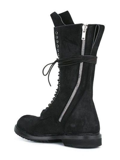 Shop Rick Owens Lace-up Combat Boots - Black