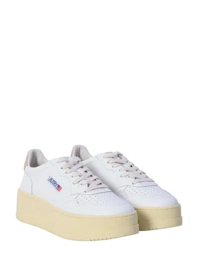 Autry White Low Top Sneakers With Oversized Platform In White