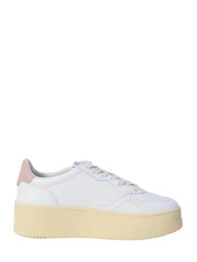 Autry White Low Top Sneakers With Oversized Platform In White