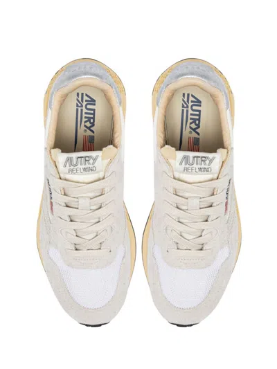 Autry Reelwind Sneakers In Gray And White With Suede In White