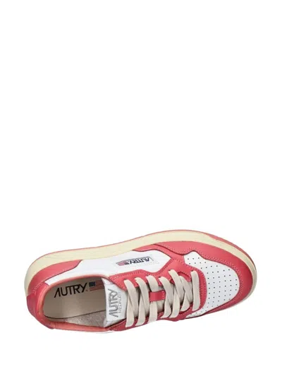 Autry Pink And White 'medalist' Low Top Sneakers In White