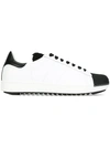 Moncler Leather Lace-up Sneakers In White/black