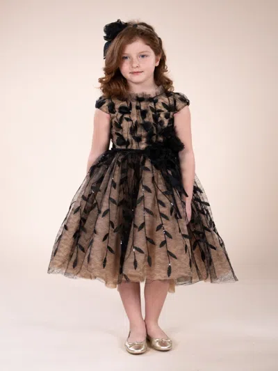 Marchesa Sequin Floral Tulle Dress In Black