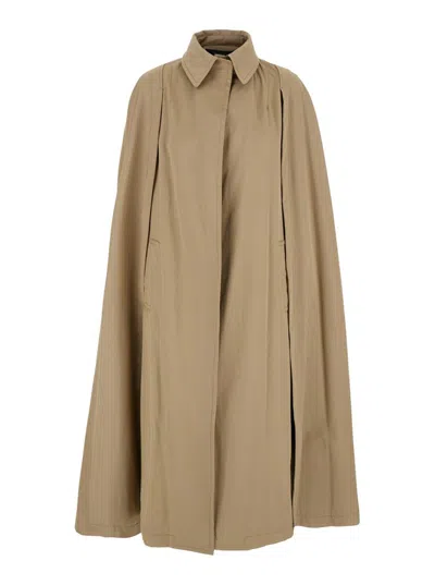 Federica Tosi Beige Cape With Collar In Beige