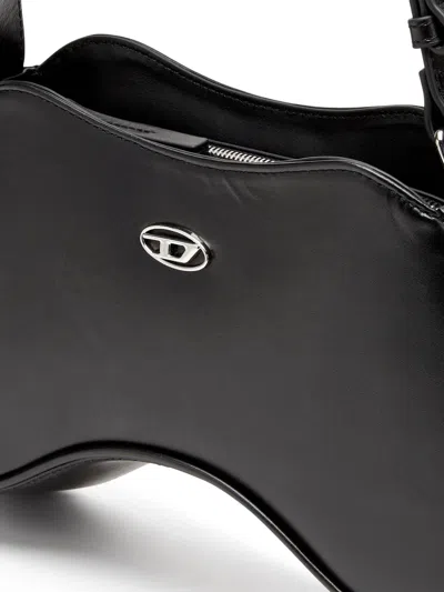 Diesel 'play' Black Shoulder Bag With Oval D Logo Detail On The Front In Ecoleather Woman