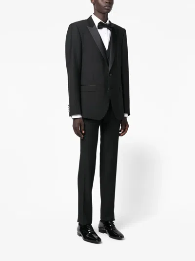 Dolce & Gabbana Single-breasted Wool Tuxedo Suit In Black