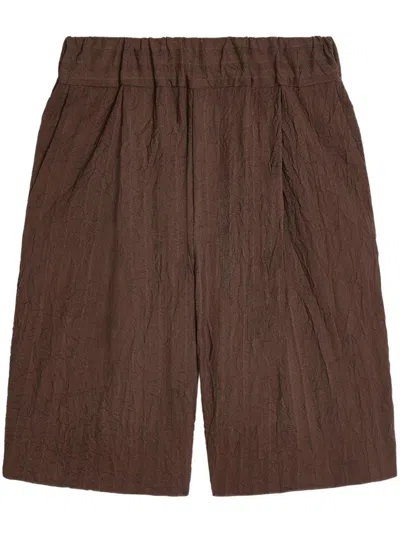 Dries Van Noten Crinkled Knee Length Pleated Bermuda Shorts