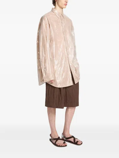 Dries Van Noten Crinkled Knee Length Pleated Bermuda Shorts