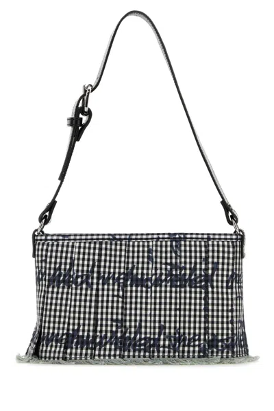 Vivienne Westwood Check Pattern Cotton Shoulder Bag In Gray