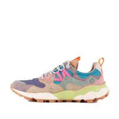 Flower Mountain Yamano 3 Sneakers In Suede And Nylon Rose And Violet In Multicolor