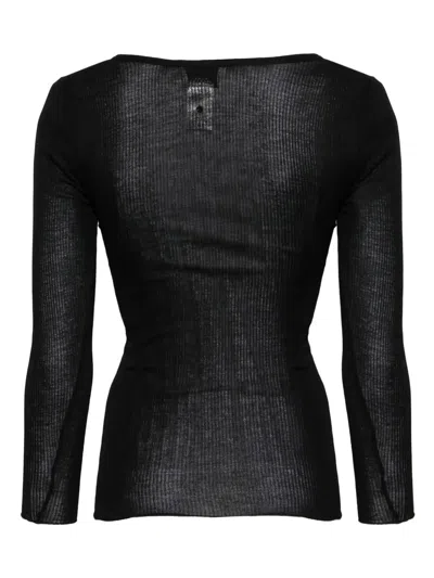 Isabel Marant Lamylic Long Sleeve Cotton Top In Black