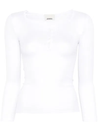 Isabel Marant Lamylic Long Sleeve Cotton Top In Black