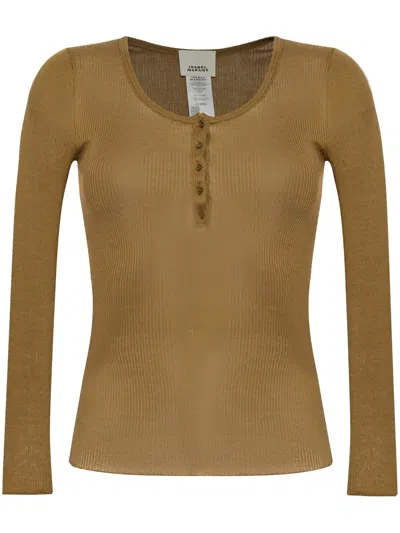 Isabel Marant Lamylic Long Sleeve Cotton Top In Black