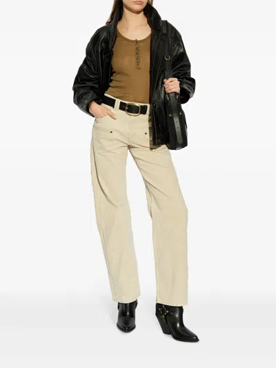 Isabel Marant Lamylic Long Sleeve Cotton Top In Black