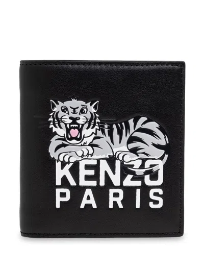 Kenzo Varsity Logo Detailed Mini Wallet In Black