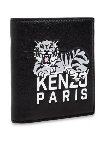 Kenzo Varsity Logo Detailed Mini Wallet In Black