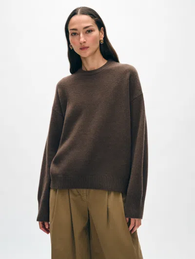 White + Warren Cashmere Drop Shoulder Crewneck Top In Deep Moss In Deep Moss