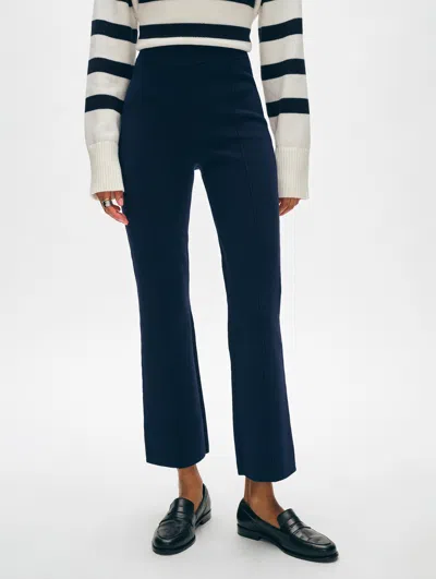 White + Warren Superfine Organic Cotton Kick Flare Pant In Navy Blue In Navy Blue