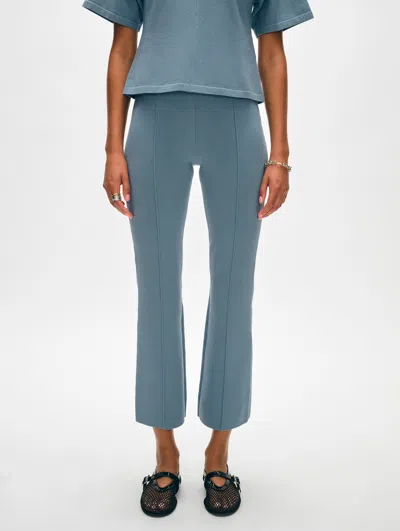 White + Warren Superfine Organic Cotton Kick Flare Pant In Stone Blue In Stone Blue